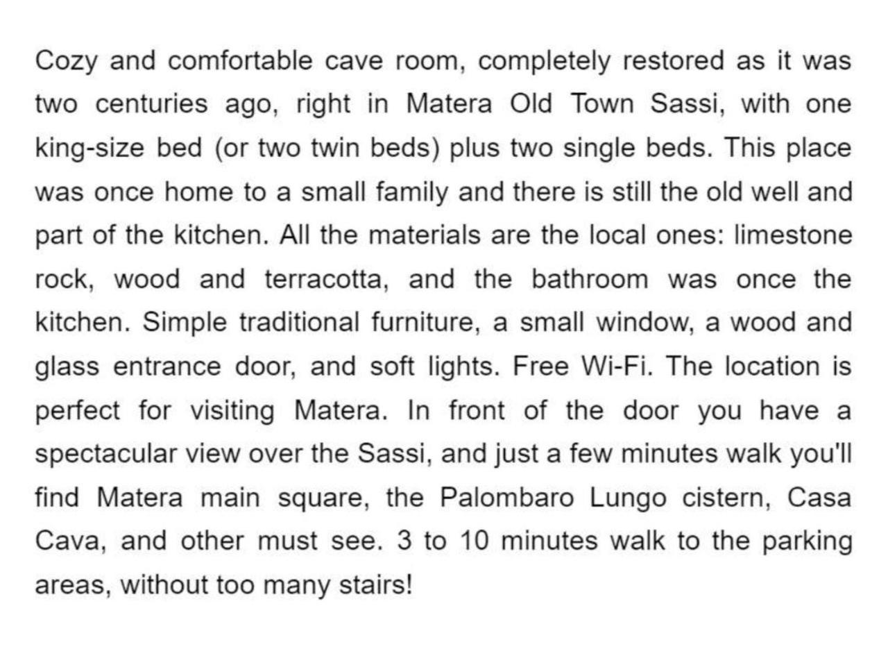 Cave Rooms Sassi มาเตรา ห้อง รูปภาพ